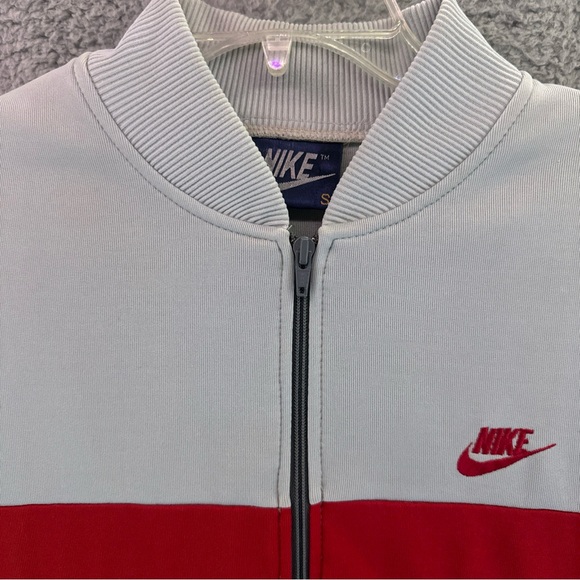 Vintage 80's NIKE Blue Tag Full-Zip Track Warm Up Jacket Sz S Retro Red Grey - Picture 2 of 10